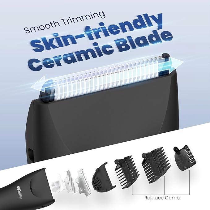 Manscaper for Men, Manscape Body Hair Trimmer for Men with Ceramic Blade & LED Light, Waterproof Electric Shaver Groomer for Pubic Hair, Chest, Legs & Bikini, Pubic Hair Trimmer for Wet/Dry Use