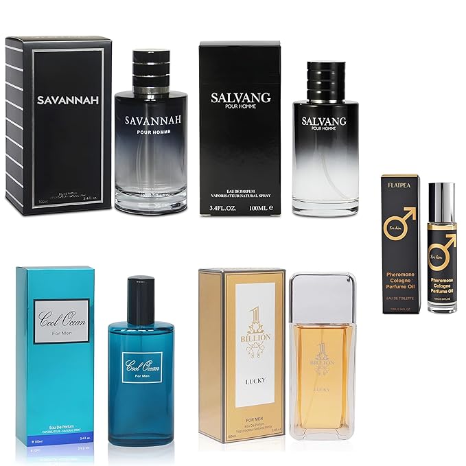 Men's Cologne Gift Set - Variety Pack of 4 Long Lasting Fragrances with 10ml Pheromone Cologne for Men Kit EDP/EDT (Combo F)