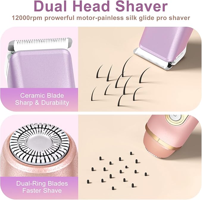 Dual-Head Women's Hair Trimmer – Safe Body, Bikini & Facial Hair Removal, Wet & Dry, USB Rechargeable, Travel-Friendly Personal Grooming