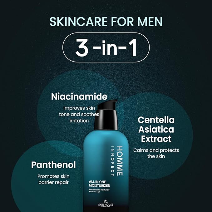 [New Years Gift ]HOMME INNOFECT All-in-One Skincare Duo for Men | Foaming Face Wash & All-in-One Moisturizer (Toner + Serum + Aftershave Balm) | Korean Skin Care for Sensitive Skin,Holiday Gift