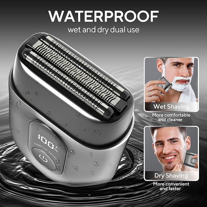 Electric Razor for Men Mini Electric Shavers for Men Portable Foil Shaver with Upgraded 3 Floating Razor Blades Wet/Dry Use USB Rechargeable LED Display