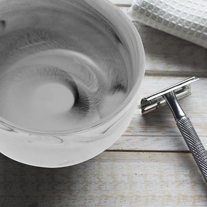 Beaupretty Marble Pattern Porcelain Shaving Soap Bowl Small Foaming Container for Men Shaving Equipment Skin Care Grooming Tool