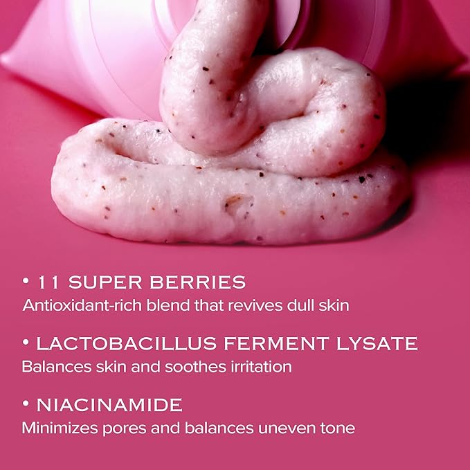 VERY BERRY Pore Deep Cleansing Foam | Berry Complex+ Fermented Ingredients for Moisture & Healthy Glow | Gentle Exfoliating Face Scrub for Bumpy Skin | Pore Cleanser | 100g/ 3.52 FL OZ
