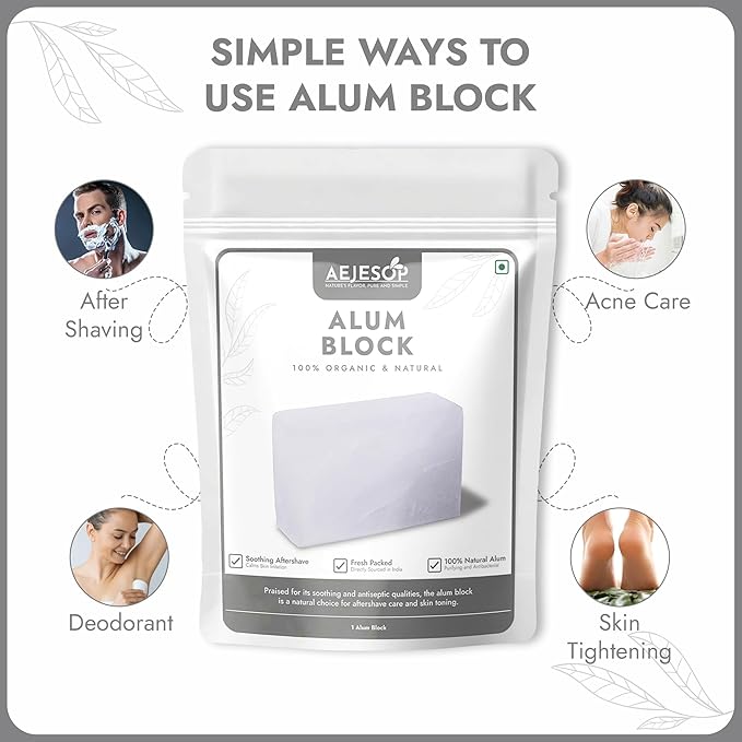 Shaving Alum Block, Aftershave Skincare for Men - 100% Natural (1 Alum Block)