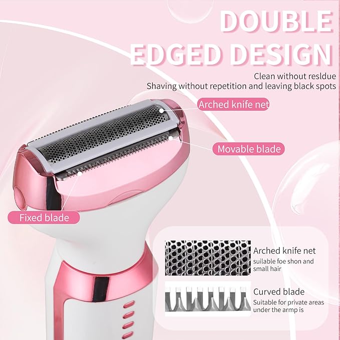 Wet & Dry Electric Razorfor Women Men,4 in 1 Rechargeable Led Display Electric Shaver and Facial Hair Remover,Painless Ladies Body Razors for Nose Face Body Leg Bikini Arm Hair