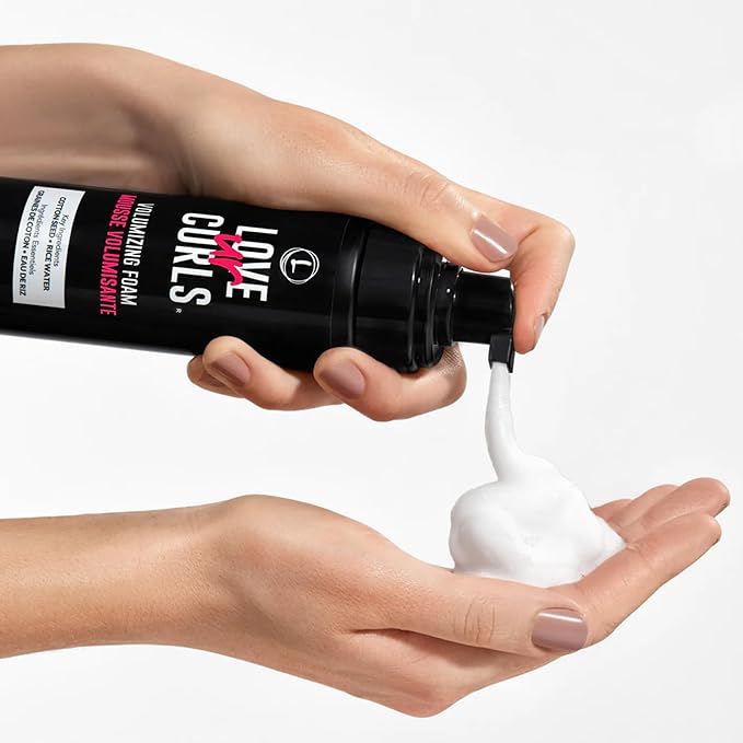 Love Ur Curls® Volumizing Foam, Lightweight Mousse for Curly Hair, Volume & Definition, Frizz Control, Soft Hold, Vegan, Silicone-Free, Quick-Drying, 7.3Fl. Oz.