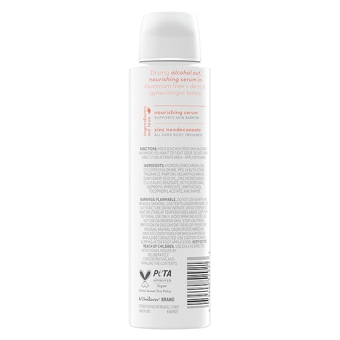 Dove Whole Body Deo Alcohol Free Deodorant Spray for Women Peach Glow 4 oz
