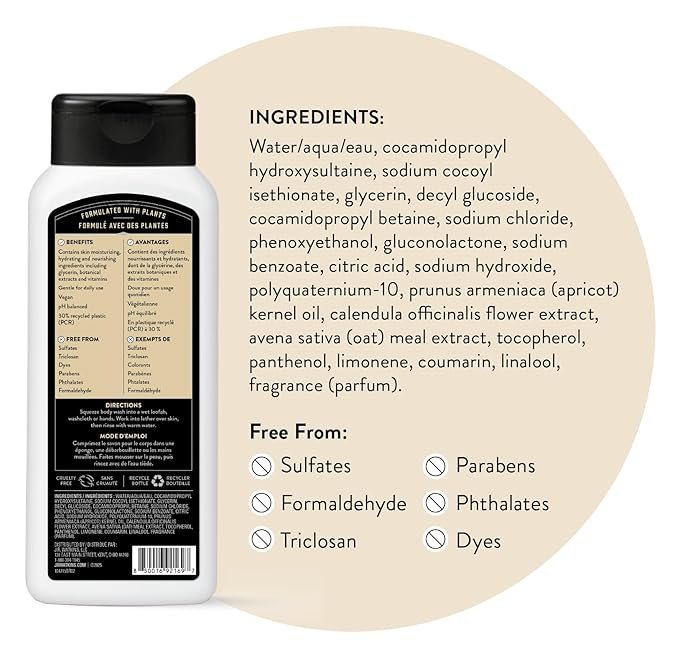 J.R. Watkins Body Wash Men's Sandalwood Vanilla, 18 fl oz, 2 Pack