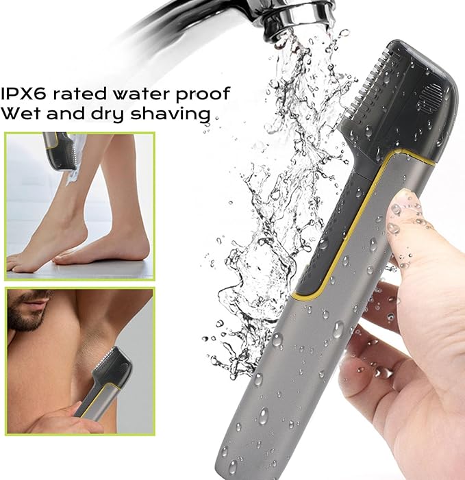 Body Hair Trimmer for Men Extendable Arm Wet Dry Shaving Body Hair Groomer IPX6 Water Proof USB Rechargeable Trimmer for Back Shoulders Chest Legs (USB)