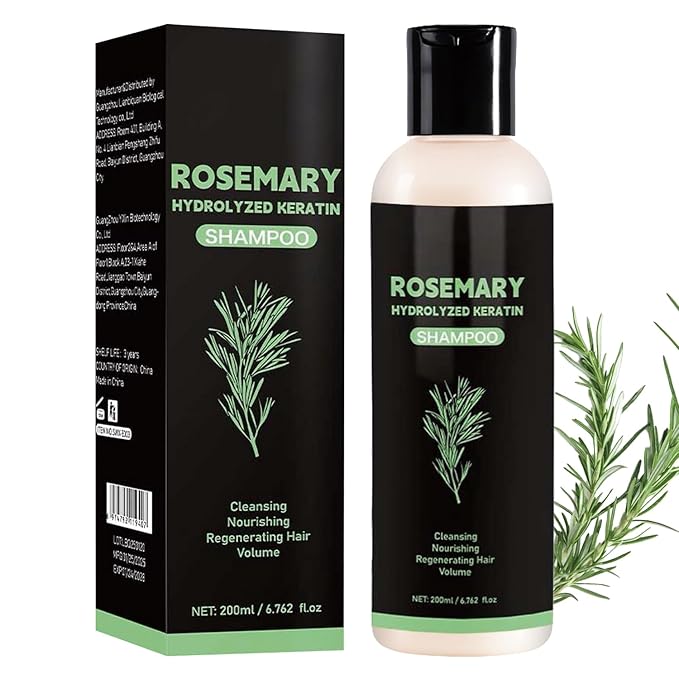 Rosemary Hair Growth Shampoo,Rosemary Hydrolyzed Keratin Shampoo, Nourishes and Regenerates Hair for Thinning Hair & Hair Loss for Women and Men-200ML
