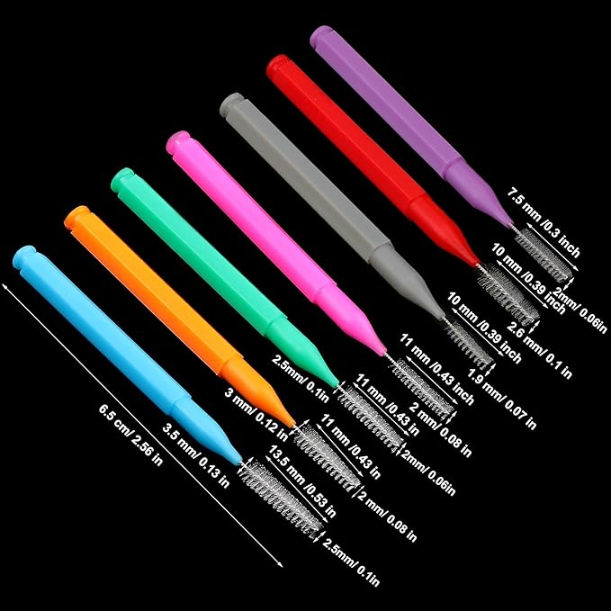 Patelai 100 Pieces Braces Brush for Cleaner Interdental Brush Toothpick Dental Tooth Flossing Head Oral Dental Hygiene Flosser Toothpick Cleaners Tooth Tool(Warm Colors,Various Sizes)