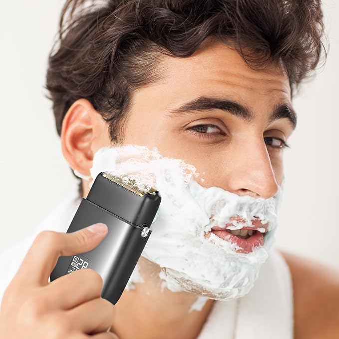 Electric Razor for Men, Electric Foil Shavers, 3-Speed Foil Shaver with Double Floating Blades, IPX7 Waterproof Wet/Dry Shaver, 90 Min Runtime, LED Display, Travel Lock, Gifts for Men