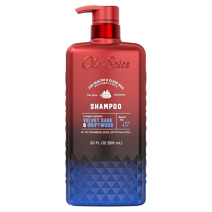 Old Spice Men's Shampoo, The Spice Alchemist Collection, 24/7 Cologne-Infused Velvet Sage & Driftwood Scent, Free of Parabens & Phthalates, 21.9 fl oz
