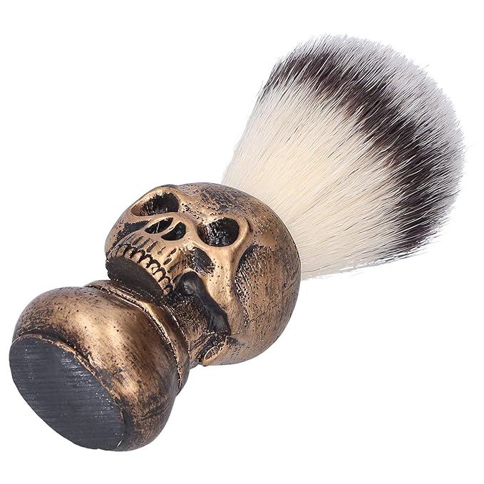 Barber Cleaning Hairbrush, Neck Duster Shaving Beard Brush with Creative Skull Handle Hair Brush Cleaning Tool for Professional Salon and Home