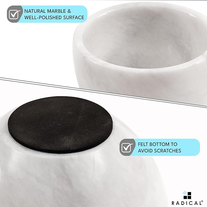 Radicaln Marble Shaving Bowl 3" Inch White Handmade Shaving Soap Holder for Men, Barber Supplies Stone Bowl for Shaving Cream, Foam & Classic Shaving Brush