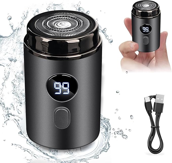 Mini Portable Electric Shaver, 2025 New Upgrade Electric Shavers for Men, USB Rechargeable Waterproof Mini Shaver, Pocket Size Powerful Electrics Razor for Travel Office Business Trip (Gray)