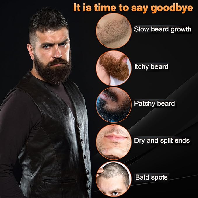 Beard Oil,Maximun Thickening Biotin, with Castor Oil and Argan & Jojoba Oils, Promotes Beard Growth, Styles, Strengthens & Softens Beards & Mustaches,1 Ounce*2（2 Pack）