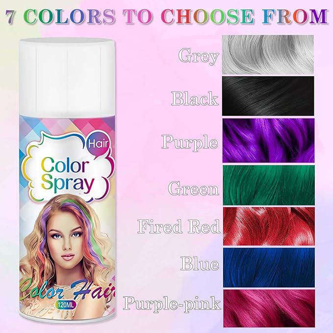 Purple Temporary Hair Color Spray for Women Men Kids, Instant Vivid Temporary Hair Dye, One-Time Use Hair Color Wax Non-Sticky For Cosplay DIY, Christmas Party, Crazy Hair Day (Purple, 120ML)