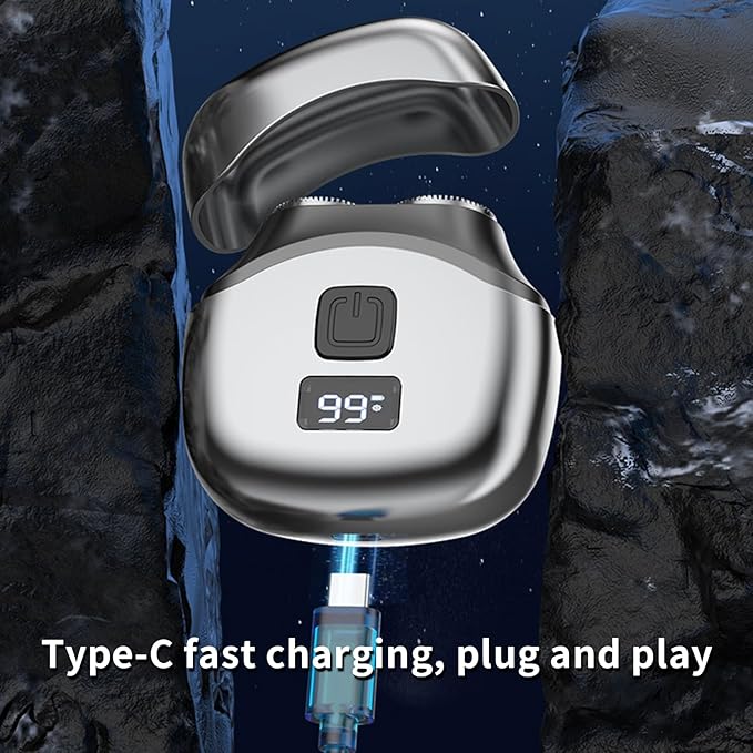 Men's Electric Shaver Mini, Cordless Electric Razor with LED Screen, Double Foil Cutter, Removable Washable Head, Type-C USB Rechargeable, Travel Shaver