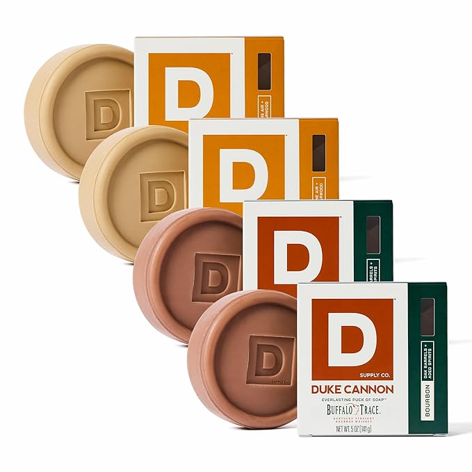 Duke Cannon Everlasting Puck Soap – Bourbon & Sawtooth 2-Pack Set, Rounded Men’s Bar Soap with Masculine Scents, 5 oz (4 Pack)