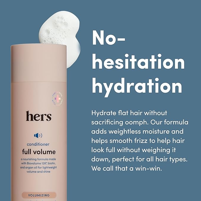 hers Full Volume Conditioner - Biovolume 128, Argan Oil, & Biotin Formula - Volumizing Conditioner for Fine Hair - Paraben-Free & Cruelty-Free - Coastal Cedar Citron Scent - 6.4 Fl Oz, 2 Pack