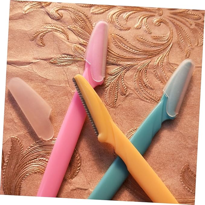FOMIYES 24pcs Facial Razor Kit Stainless Steel Eyebrow Hair Trimmer Easy to Shape Lightweight Non-slip Grip Compact for Travel Beauty Tool Random Color