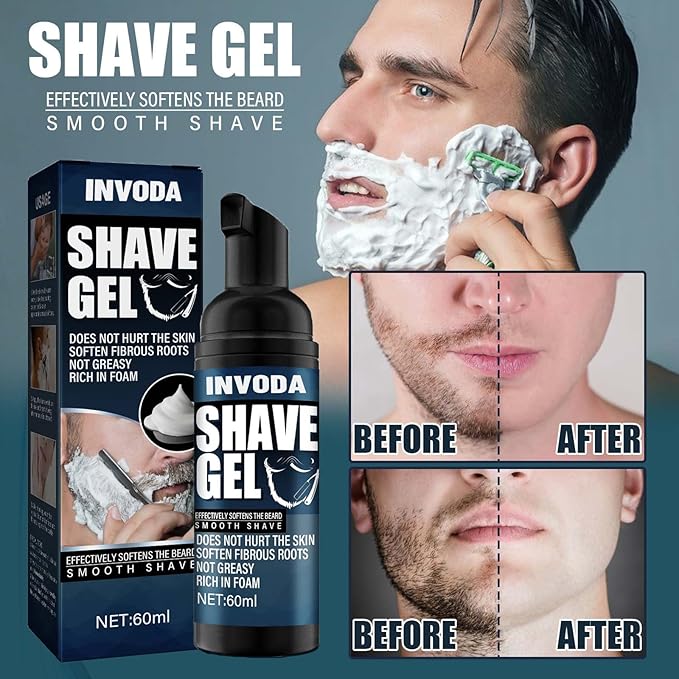 Shaving Gel For Men Travel Shaving Foam Sensitive Skin Shaving Cream Protects and Soothes To Help Reduce Skin Irritation 3.13 Oz