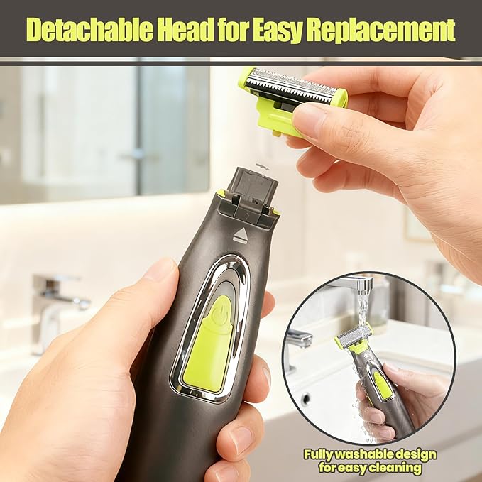 Beard Trimmer for Men, Rechargeable Face & Body Hair Trimmer, Washable Mens Electric Razors for Shaving Face, Beard, Mustache Trimmer, Double Sided Tooth Razors for Teen Boys
