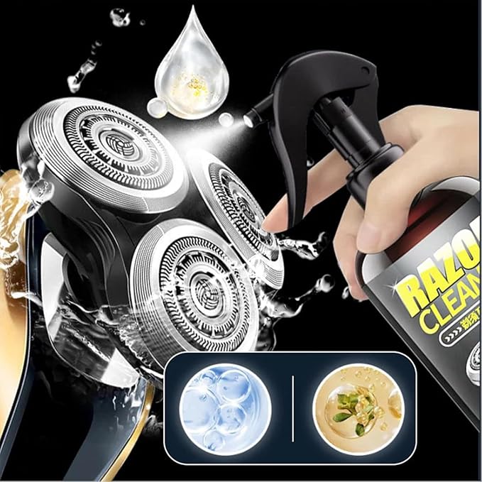 Universal Efficient Electric Razor Cleaner Spray, 9.15oz Electric Shaver Cleaning Solution, Blade Cleaner with Brush - Cleans Blades, Eliminates Cut Hair, Lubricating and Rust Prevention