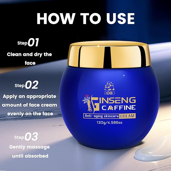 AOAO Ginseng Hexapeptide Anti Wrinkle Moisturizer for Men, Brightening Face Cream with Shea Butter & Turmeric, Brightening & Firming Skin, Deep Nourishment, Intensive Moisture Locking (Ginseng-1)
