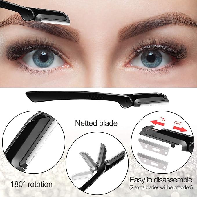 ZTRHYOO Eyebrow Razor, Eyebrow Kit, Multipurpose Exfoliating Dermaplaning Tool Face Razors for Women Girl, Eyebrow Grooming Set (11 in 1)