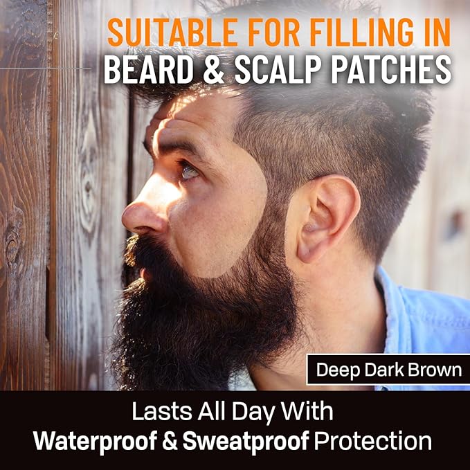 FOLLICLE BOOSTER Beard Pen Filler Styling Kit for Men - 3-in-1 Filling Set with 4-Tip Fork, Normal Pencil, and Brush - Waterproof, Sweatproof & All-Day Hold - Deep Dark Brown