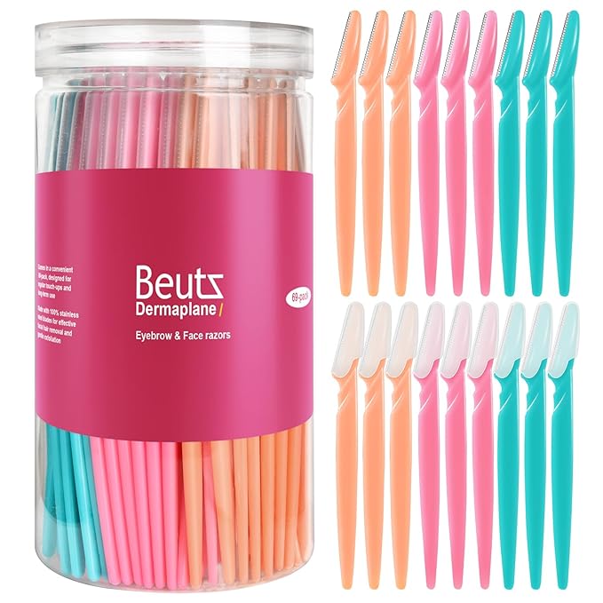 69pcs Eyebrow Razor set for Women Face Dermaplaning Tool Trimming Eyebrow Shaving Hair, Hairline Shaping, and men's facial hair removal