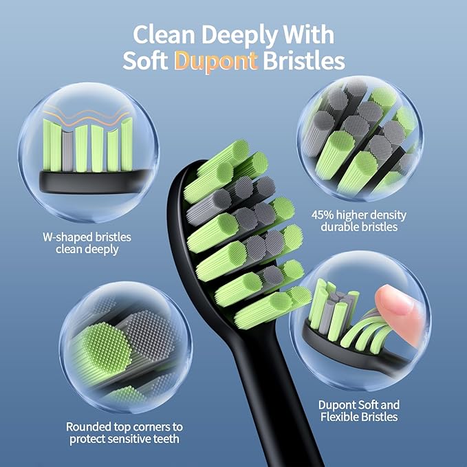 Sonic Electric Toothbrush for Adults: 42,000 VPM Deep Clean for Sensitive Teeth, Rechargeable Toothbrush with 6 Brush Heads, 4 Modes & Smart Timer, IPX7 Waterproof, 120-Day Battery for Home/Travel