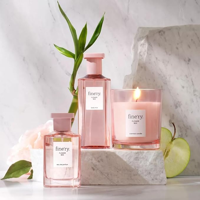 Fine'ry Flower Bed Peony Apple Perfume for Women & Girls - Lush Peony, Green Apple & Blooming Jasmine - Floral, Fresh, Full Size, Long-Lasting Hair & Body Cologne Parfum Fragrance (60mL)