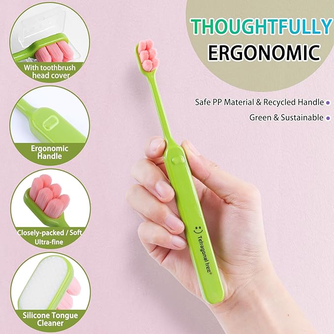 6 Count Ultra-Soft Toothbrush for Sensitive Gums – 10,000 Extra-Gentle Bristles for Adults, Pregnancy, Braces & Elderly, Gum Care, Individually Wrapped with Travel Case (Colors May Vary)