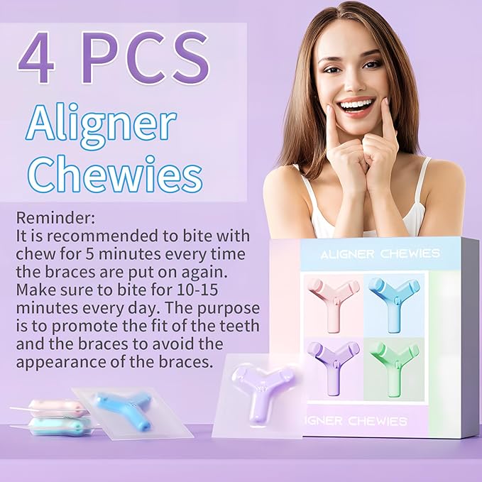 Aligner Chewies for Invisalign,4 PCS Medical Grade Silicone Orthodontic Chompers