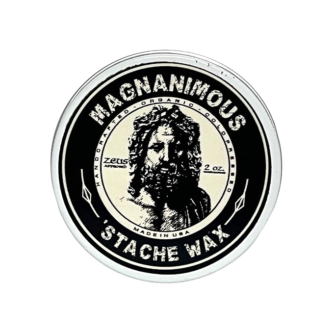 MAGNANIMOUS 'STACHE WAX (2 0Z) "SPARTA" SCENT (GUNPOWDER, BLACK PEPPER, OAK MOSS, VANILLA, CITRON, PATCHOULI...) - THE BEST MEDIUM-TO-STRONG HOLD WAX FOR BEARDS & MUSTACHES ON THE PLANET!