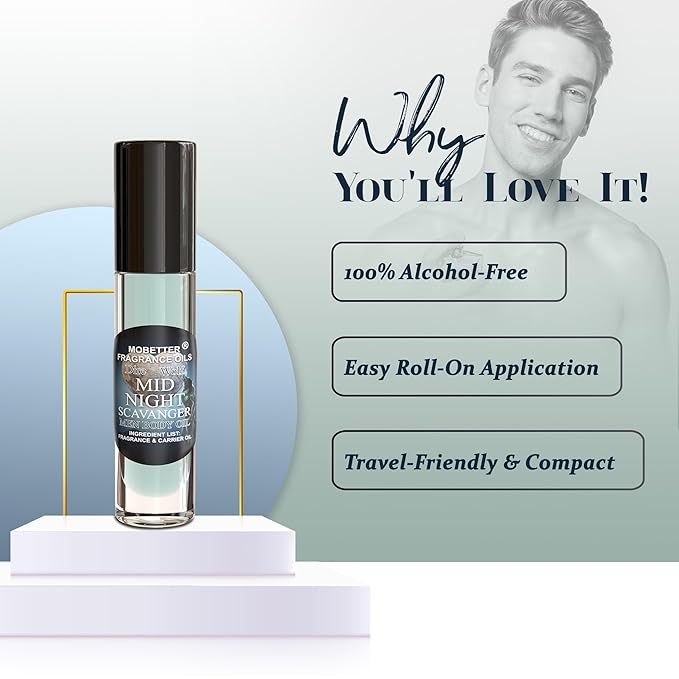 MOBETTER FRAGRANCE OILS Dire Wolf Midnight Scavanger Men Body Oil 0.33 Oz Roll On, Glass Bottle, Long Lasting, Travel Size
