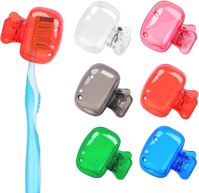 6 Pack Toothbrush Covers Portable Toothbrush Protector Coverings Clips Tooth Brush Storage Head Cover Cap for Kids Bathroom Home Travel Tooth Brush Case