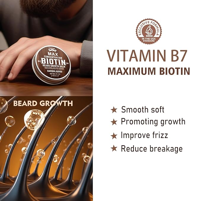 2 Pack Biotin Beard Balm Set for Men – Natural & Vanilla Butters – Non-Itchy, Moisturize, Strengthen & Shape Beards – Grooming Gift Set for Father's Day, Anniversaries, Christmas (Natural & Vanilla)
