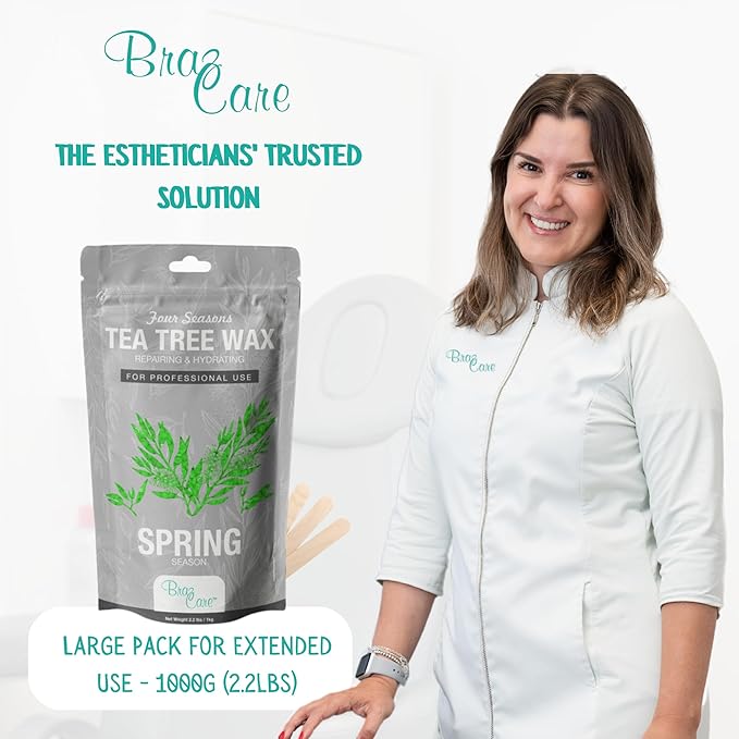 Hard Wax Beads for Hair Removal - 2.2lbs - Premium Tea Tree Wax for Thin & Fine Hair - All Purpose from Face to Bikini Areas