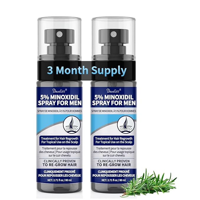 Minoxidil for Men & Hair Minoxidi with 5% Minoxidil Biotin and Rosemary & for Hair Beard Regrowth Treatments Extra Strength Hair Loss Solution, Total 160 ml / 5.42 fl oz for 3 Months (Pack of 2)