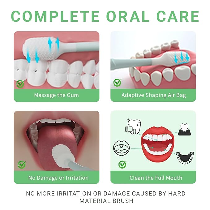 Soft Oral Cleaner & Gel Kit | Silicon Oral Mucosal Cleaner with Air Bag | Mouth Odor Eliminator | Fresh Mint (Set of 1)…