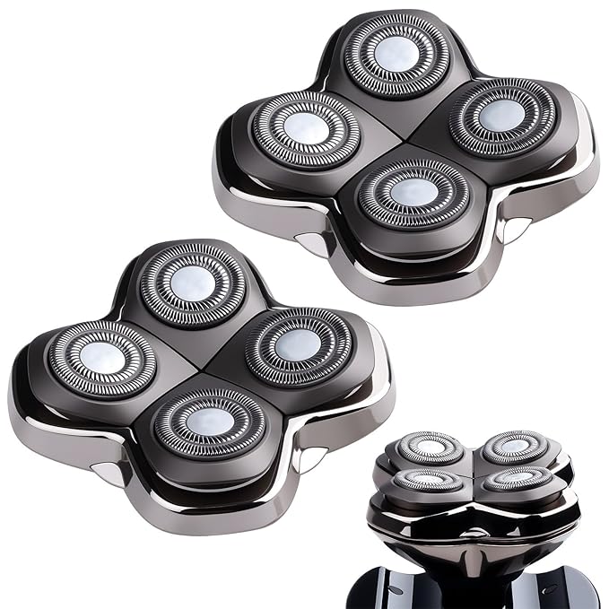 2Pack Pro 4 Shaver Replacement Heads Compatible with Skull Pitbulls Gold PRO, Silver PRO, Platinum PRO Head Shavers, Electric Shaver Half Head for Men/Women (2 PACK FOUTE)