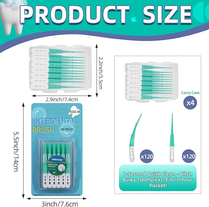 Dental Floss Picks Comfort Soft,Disposable Interdental Brushes for Teeth Cleaning Tools,Easy to Use Dental Picks with Convenient Carry Case