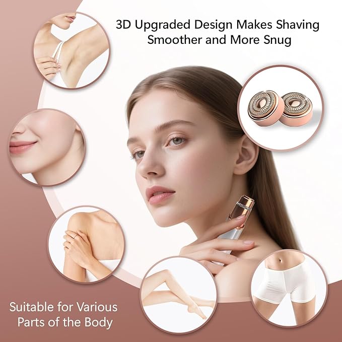 Replacement Heads Compatible with Flawless Facial Hair Remover, Replacement Blades Compatible with Flawless Hair Removal Generation 2，Rose Gold (6 Pcs)