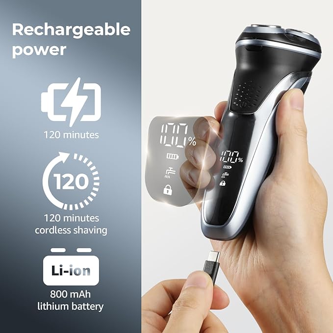 Rechargeable Electric Razor for Men: IPX7 Waterproof Shaver - 4D Flex Precision Blades with Pop-Up Trimmer - 1.5H Fast Charge - Gentle on Sensitive Skin, Travel-Friendly，Valentine's Day Gifts