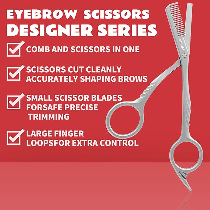 Eyebrow Trimming Scissors with Combs, Eyebrow Cutter Hair Removal Eyebrow Scissors,Eye brow razors, Eyebrow trimmer for women,Gifts For Men Women Stocking Stuffers (Grey)