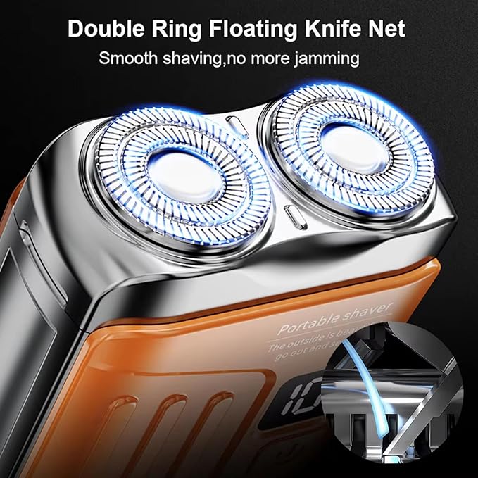 Portable Electric Shaver - LED Display Dual-Head Pocket Shaver, Mini USB Rechargeable Travel Razor, One-Button Operation, Long-Lasting Battery, for Home & Travel (Blue)